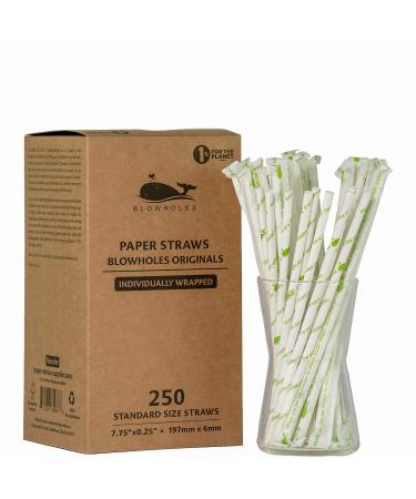 Blowholes Standard Size Long-lasting Paper Straws (individually wrapped) 250 Count - Originals
