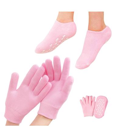 Moisturizing Glove and Sock, Gel Spa Moisturizing Therapy Sock & Glove, Soften Repairing Dry Cracked, Hands Feet Skin Care, Effective in Repair Dry and Chapped Hands and Feet Skin Care(Pink)