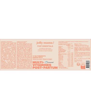 Jolly mama! Multi Vitamines Post Essentials | 17 Nutriments Cl s Post-Partum | Avec Actif Brevet Extramel | Bien- tre Apr s Accouchement | Compatible Allaitement | Fabriqu en France | 60 G lules - Buy Online on GoSupps.com