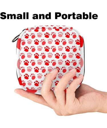 Portable Women's Binding-Up Bags | Menstrual Cup Pocket & Pads for Teens | Kawaii Red Dog Paws Design - Buy Online on GoSupps.com