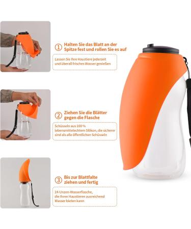 Large Dog Water Bottle - 24oz Portable Pet Water Bottle for Travel | Safe Spout Perfect for All Dog Breeds - Orange - Buy Online on GoSupps.com