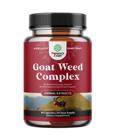 Herbal Goat Weed Extract Complex - Invigorating Blend with Tribulus Saw Palmetto L Arginine and Tongkat Ali Extract and Maca Root for Men and Women for Enhanced Energy and Stamina - Discreet Packaging