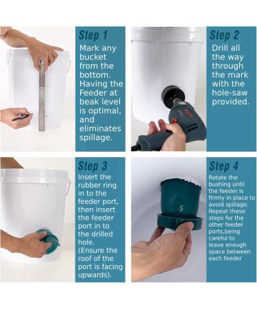 Whimsii Automatic Chicken Food Dispenser - No Waste 6 Connections + Hole Saw for Poultry Ducks Geese & Quail - Buy Online on GoSupps.com