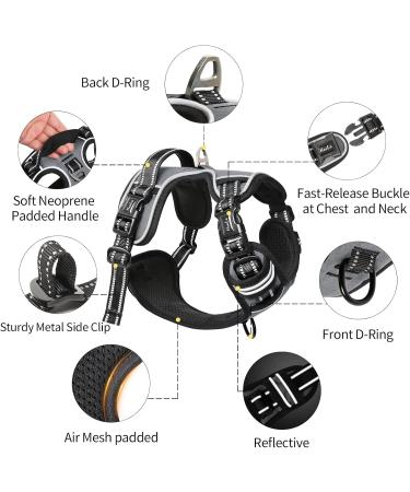 Adjustable Heele Dog Harness | No-Pull Reflective Large Dog Harness with Padded Handle | Breathable & Comfortable - Gray L (43-86cm) - Buy Online on GoSupps.com