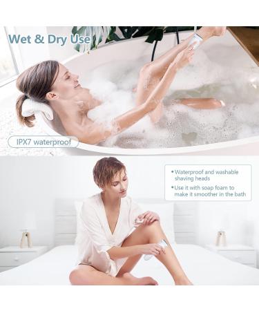 Women's Electric Shaver | Bikini Trimmer & Razor for Face, Legs, Underarms | Wet & Dry Rechargeable Lady Shaver - Blue/White - Buy Online on GoSupps.com