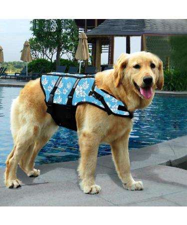 Dog Life Jacket - Swimming Safety Coat & Vest for Small & Large Dogs (XS Blue Flower) - Ultimate Swim Aid - Buy Online on GoSupps.com