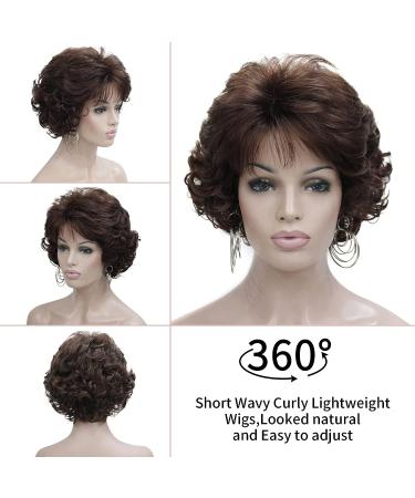 Kalyss Dark Brown Short Curly Wavy Wig with Bangs - Premium Synthetic Fashion Hair Wigs for Women - Buy Online on GoSupps.com