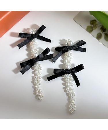 Feyley Earrings - Elegant Bow Pearl Charm Tassel Jewelry for Women & Girls | Perfect Gift in Black - Buy Online on GoSupps.com