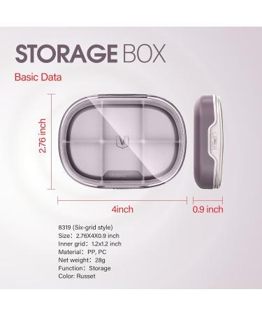 Buy Pill Organizer 2 Pack - Small Pill Box for Purse & Pocket | Daily Medicine & Vitamin Storage | Six-Compartment Supplement Case (Russet) - International Shipping Available - Buy Online on GoSupps.com