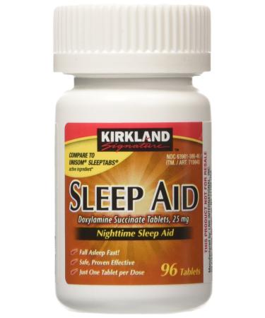 KIRKLAND SIGNATURE Sleep Aid Doxylamine Succinate 25 Mg X Tabs (53201812) No Flavor 96 Count 96 Count (Pack of 1)