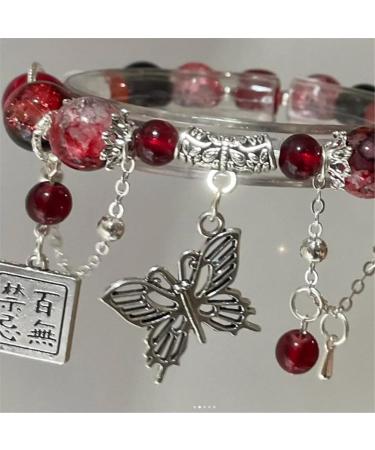 Vsilay Lianxue Colorful Beaded Butterfly Pendant Bracelet - Chinese Style Hand Jewelry for Women & Girls - Buy Online on GoSupps.com