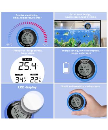 POPETPOP LCD Digital Aquarium Thermometer - Accurate Water Temp Measurement for Aquariums Ponds & Terrariums - Buy Online on GoSupps.com
