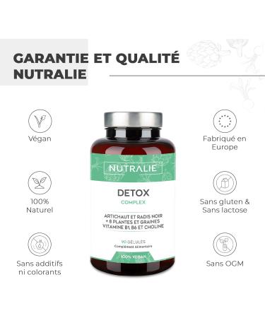 Detox Liver Intestine + Colon - Powerful and Effective Diuretic - Slimming + Eliminate Toxins - Artichoke Black Radish Vitamins and Plants - 90 Vegan Capsules Nutralie - Buy Online on GoSupps.com