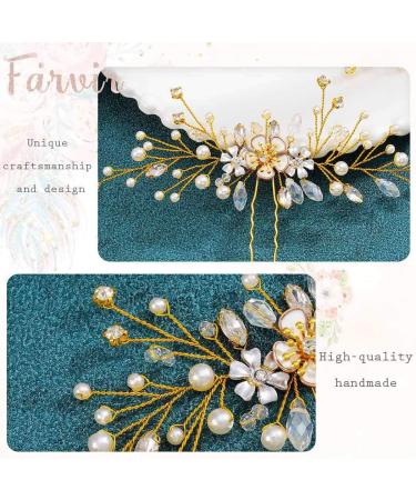 Fairvir Silver Glittering Rhinestone Flower Hairpins for Bride - Pearl Hair Jewelry for Women & Girls (2 Pieces Gold) - Buy Online on GoSupps.com
