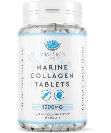 Marine Collagen Peptide Tablets 1200MG - 6 Month Supply - 180 High Strength Hydrolyzed Tablets for Skin, Hair, Muscle & Joints - Buy Online on GoSupps.com