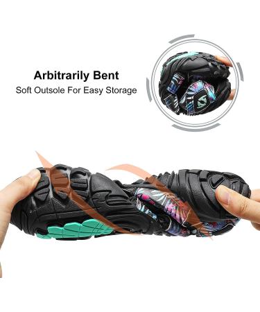 JIASUQI Barefoot Water Shoes for Women Men - Size 7.5 Women/6 Men - A Leaf Black - Buy Online on GoSupps.com