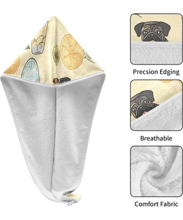 Beach Pug Hair Towel 2 Pack - Super Absorbent Quick Dry Hair Turbans for Women & Girls | Perfect for Easy Hair Drying - Buy Online on GoSupps.com