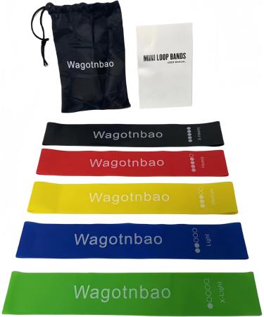 Resistance Bands Set of 5 - Colorful Elastic Bands for Home Gym Yoga & Strength Training - Includes Carry Bag - Buy Online on GoSupps.com