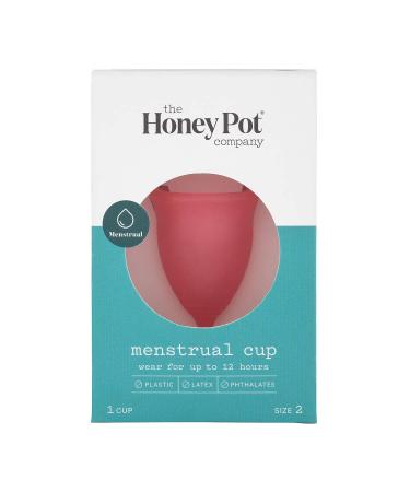 The Honey Pot Company - Menstrual Cup - Natural Feminine Hygiene Products - Hypoallergenic and Flexible Medical-Grade Silicone - Reusable and Washable Protection for Periods - Size 2 Size 2 (Pack of 1)