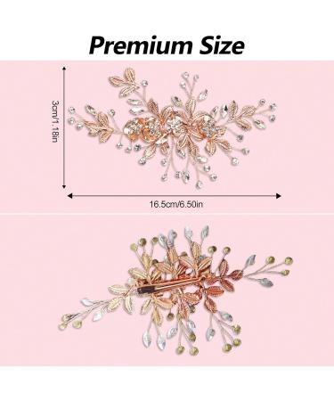 Wedding Hair Clip Hair Rose Gold Accessories for Bridal Bridesmaid Girls Wedding Hair Vines Handmade Flower Rhinestone Headpiece Hair Pins for Women Hair Side Combs - Buy Online on GoSupps.com