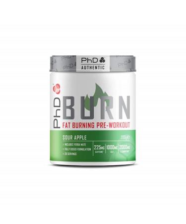 PhD Burn-Pre-Workout Powder with weightloss aids Caffeine & L-Carnitine  Sour Apple Flavour 20