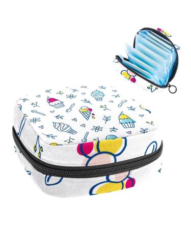 Anna Cowper Ice Cream Sweety Spoon Cute Sanitary Napkin Storage Bag Feminine Menstrual Cup Pouches Nursing Pad Holder Tampon Bags Portable Period Bag for Women Teen Girls 1Pcs Multi-colored 20