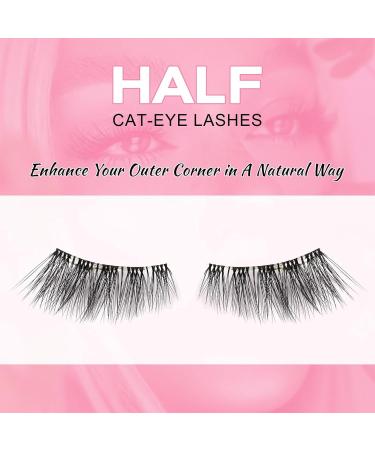 JYTDBCS Stick on eyelashes Half Lashes with Clear Band False Eyelashes Natural Look 10 Pairs Handmade Soft Cat Eye Lashes Wispy Reusable 3/4 Corner Lashes 3/4 lashes - Buy Online on GoSupps.com