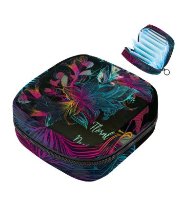 Storage bags for women's bandages colorful flower pattern portable menstrual performances panty lores tampons women's bandages storage holder for women school office multi -colored 08