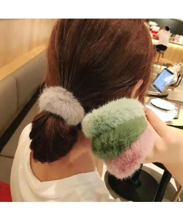 16 Pieces Fluffy Hair Ties - Soft Elastic Ponytail Holders & Pompon Ball Scrunch Bands for Effortless Style - Buy Online on GoSupps.com