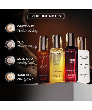 Luxury OUD Eau De Parfum Set (4 x 0.68 fl. oz.) | Oud Oud Gold Oud Dark White Oud | Ideal for gifting or crafting your unique scent blend | Vegan & Cruelty Free - Buy Online on GoSupps.com