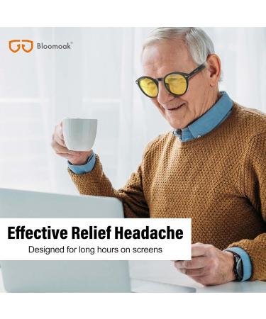 Bloomoak 99.9% Blue Light Blocking Glasses | Reading & Gaming | Relieve Eye Fatigue & Improve Sleep | Yellow Reading Glasses 3.0x - Buy Online on GoSupps.com