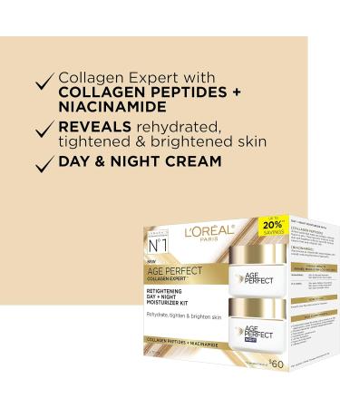 L'Or al Paris Day & Night Face Moisturizer Cream Skincare Kit (2-Piece) Age Perfect Collagen Expert with Collagen Peptides + Niacinamides For Mature Skin Suitable for Sensitive Skin Skincare kit 2 x 70 ml - Buy Online on GoSupps.com