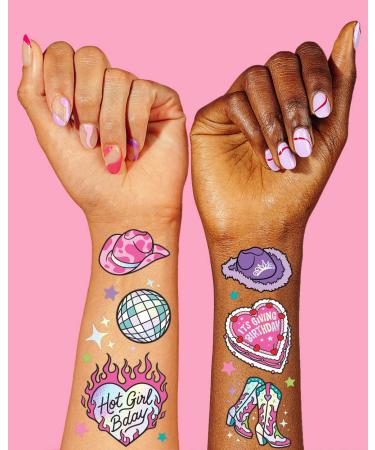 xo Fetti Birthday Party Decorations Temporary Tattoos - 44 pcs | Fun Bday Girl Party Decor - Older, Wiser, Hotter, HBD - Disco Cowgirl & Hot Girl Bday Tattoos - Buy Online on GoSupps.com