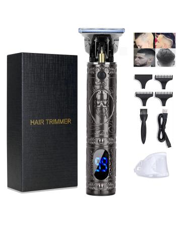Y2Konexi Hair Trimmers for Men Hair Clippers Men Haircut Professional Cordless Rechargeable T-Blade Beard Trimmer 0mm Zero Gapped Baldhead Shaver for Barbershop Home - Gray