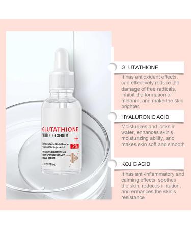 Glutathione Serum - Kojic Acid Serum for Skin Lig_htening - Dark Spot Correcting Glow Serum - Vitamin C Serum for Face - Hydrating Serum - Facial Serum for Even Skin Tone Moisturising (30ml) - Buy Online on GoSupps.com