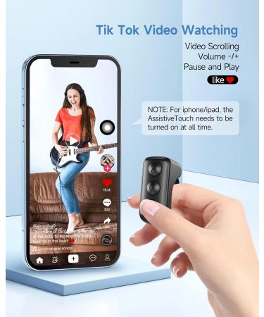 Bluetooth Remote Control with Ring Design for TikTok, Page Turner, Rechargeable, iOS/Android Compatible - Black - Buy Online on GoSupps.com