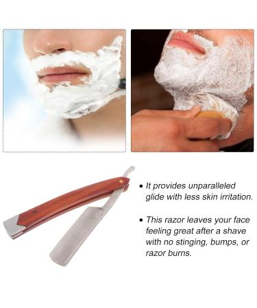 Lurrose Carbon Steel Straight Razor Kit | Professional Men's Straight Edge Barber Razor with Vintage Wood Handle for Precision Shaving - Buy Online on GoSupps.com