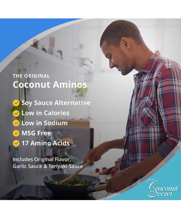 Coconut Secret Coconut Aminos Variety Pack - Original, Garlic & Teriyaki Sauces - Buy Online on GoSupps.com
