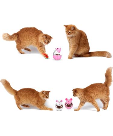 PORTOWN Cat Food Ball Dispenser - Slow Feeder Toy for Interactive Training (Pink White) - 4 Pcs - Buy Online on GoSupps.com