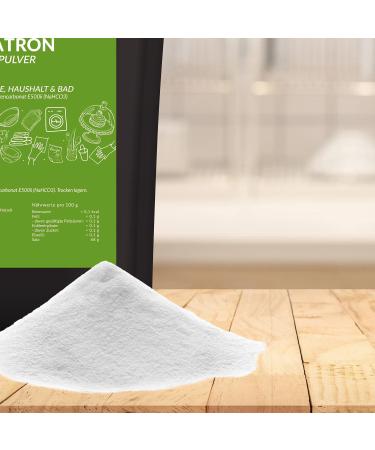 Saliamo 900g Natron Powder - Food Quality Sodium Hydrogen Carbonate (E500II) for Baking & Cleaning - Bottled & Controlled in Germany - Buy Online on GoSupps.com
