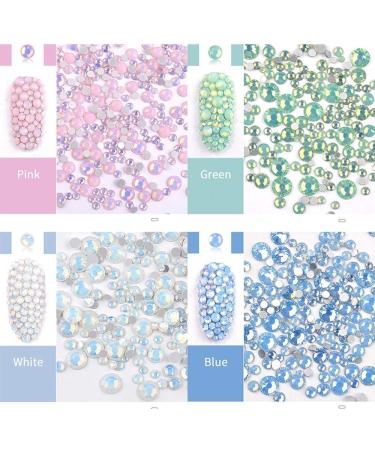 Sanbore 4 Packs Opal Jelly Nail Art Rhinestones Flatback Round Beads Glitter Crystals Mix Size Nail Charms Face Clothes Jewelry DIY Crafts - Buy Online on GoSupps.com