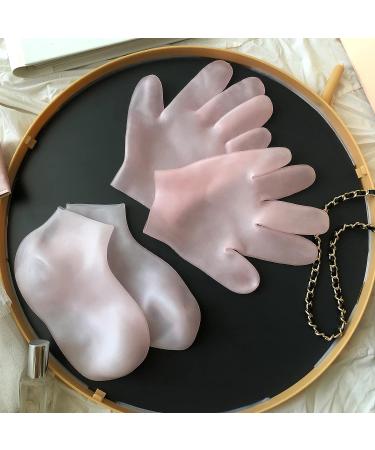 Moisturizing Silicone Gel Spa Socks Set for Dry Cracked Skin - Anti-Slip Heel Socks for Foot & Hand Softening - 2 Pairs - Pink - Buy Online on GoSupps.com