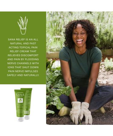 SANA RELIEF 4oz - All Natural Fast Acting Topical Pain Relief Cream for Back, Neck, Knees, Hips, Shoulders, Elbows, Joints and Muscles - Buy Online on GoSupps.com