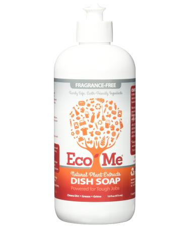 Eco Me Natural Environmentally Friendly Sudsing Liquid Dish Soap Healthy Fragrance Free Scent 16 Ounces