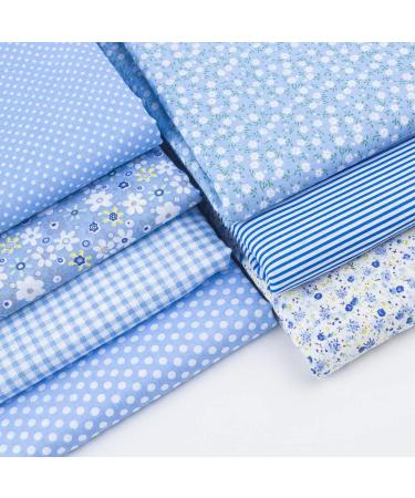 Antetek 7Pcs Cotton Fabric DIY Quilting Patchwork Fat Quarter Bundles - 20 x 20 Blue - Buy Online on GoSupps.com