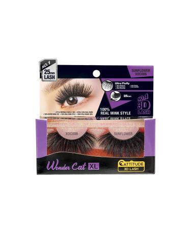 CATTITUDE 3D LASHES Sunflower Wonder Cat XL Faux Mink False Eyelashes Lightweight & Reusable Cruelty-Free