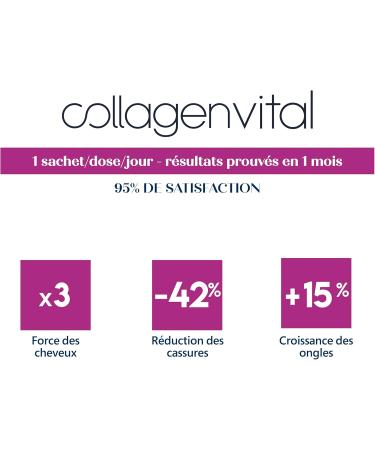 Collagen Vital - Collagen Vital Cheveux & Ongles - Biopeptides de Pur Collag ne Marin - Pr vention R paration Protection et Pr servation - Fabrication Fran aise - 15 Sachets 130g - Buy Online on GoSupps.com