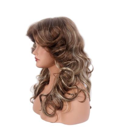 70s Brown Highlight Disco Wig - Farrah Fawcett Vintage Synthetic Wig for Women - Cosplay Costume Hair - Buy Online on GoSupps.com