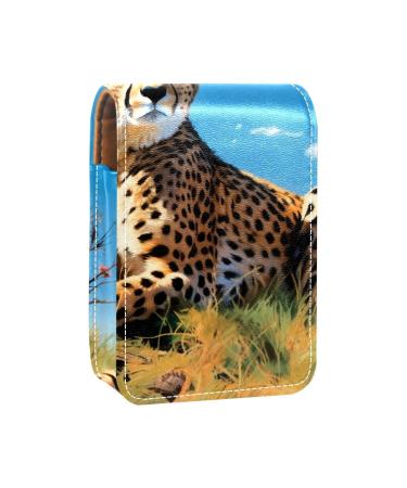 Lipstick Case Leather Lip Gloss Lipstick Organizer with Mirror Mini Lipstick Holder Bag Animal Leopard Traditional R980r6qbpe