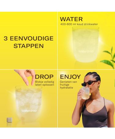 Waterdrop Microdrink waterdrop ICE TEA LEMON 36 hydration cubes Sugarfree iced tea with real green tea and lemon With natural extracts and vitamin C Water with flavor 3x ICE TEA LEMON - Buy Online on GoSupps.com